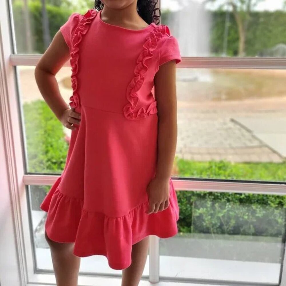 Janie and Jack pink going out dress with side ruffles size 6 (G3) - Picture 9 of 10